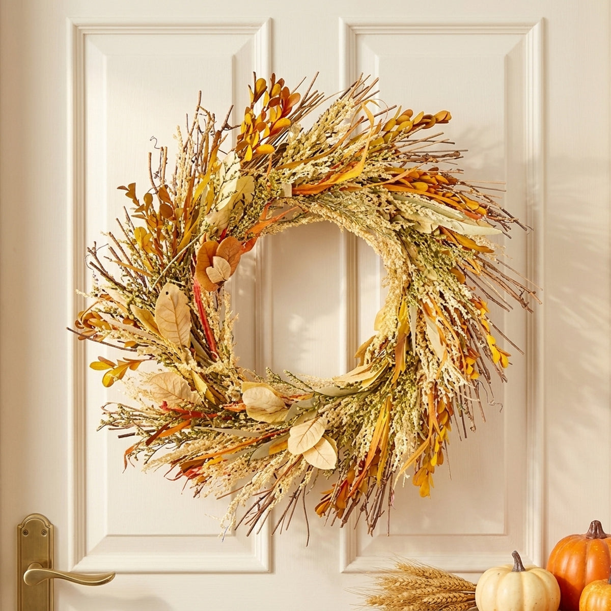 Decorative Dried Autumn Mixed Leaf Wreath