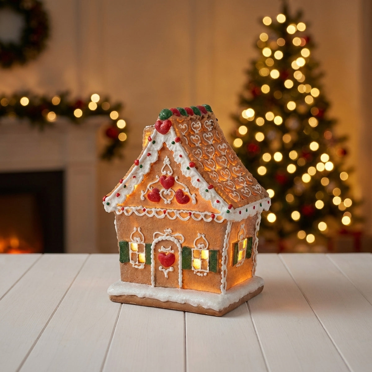 Light-Up Decorated Gingerbread House Ornament