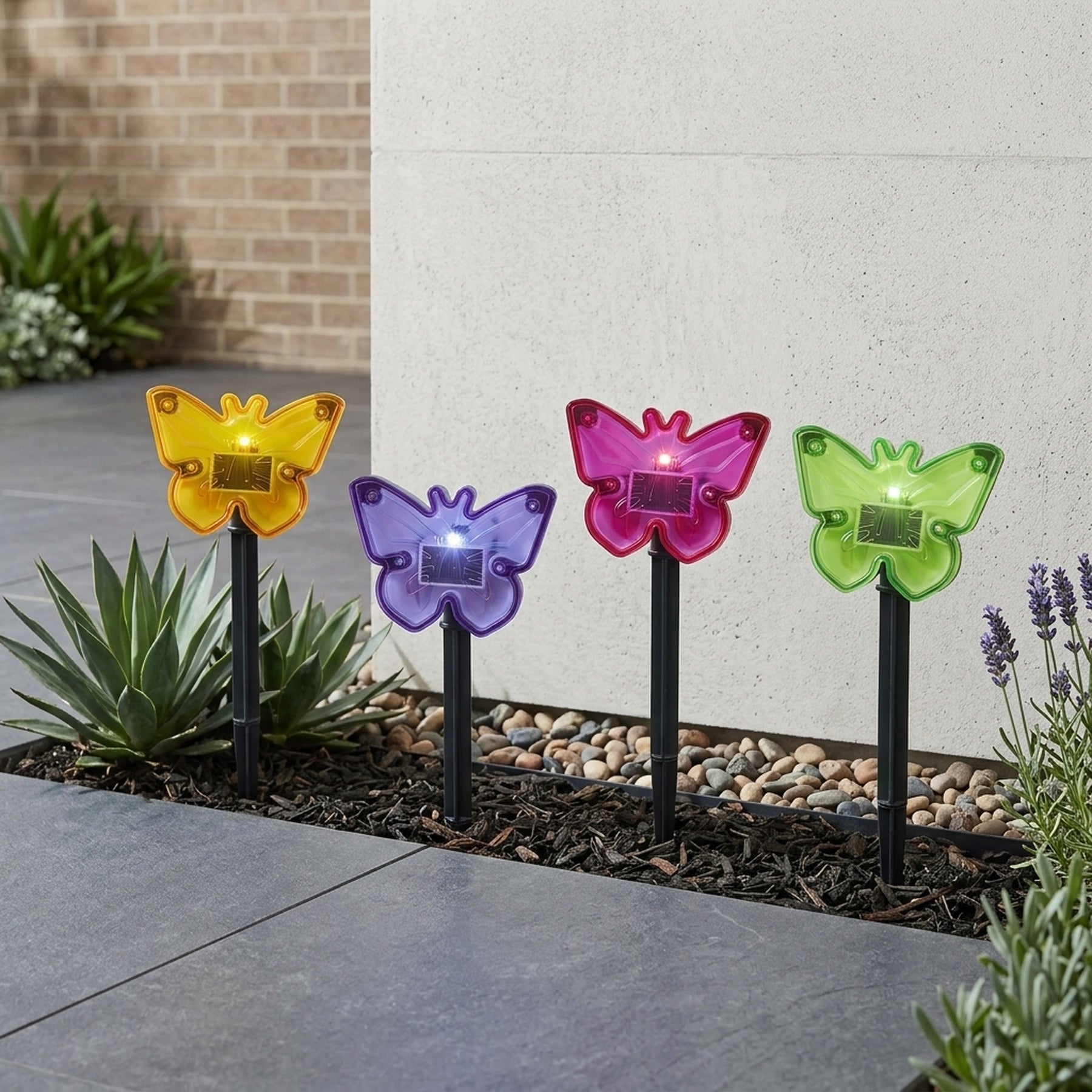 Four Pack LED Butterfly Solar Stake Lights