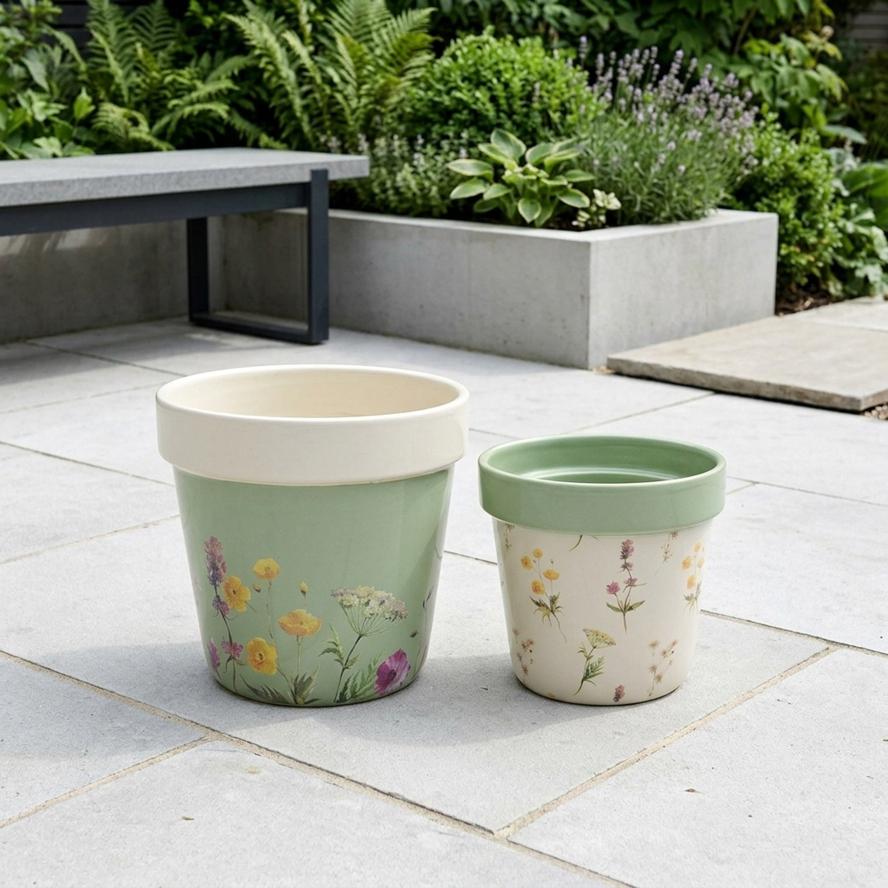 Enchanting Floral Ceramic Planter Set
