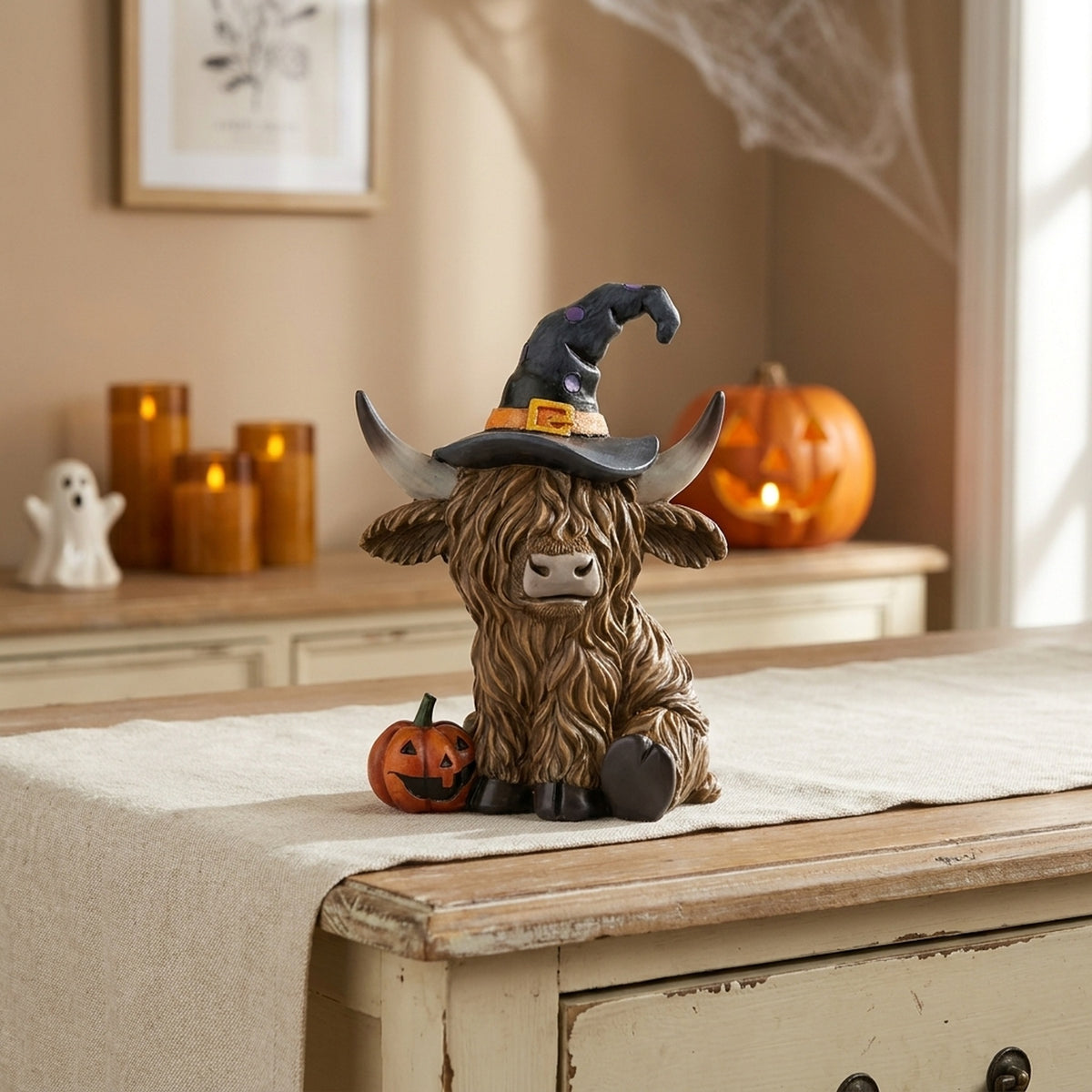 Halloween Themed Highland Cow Ornament