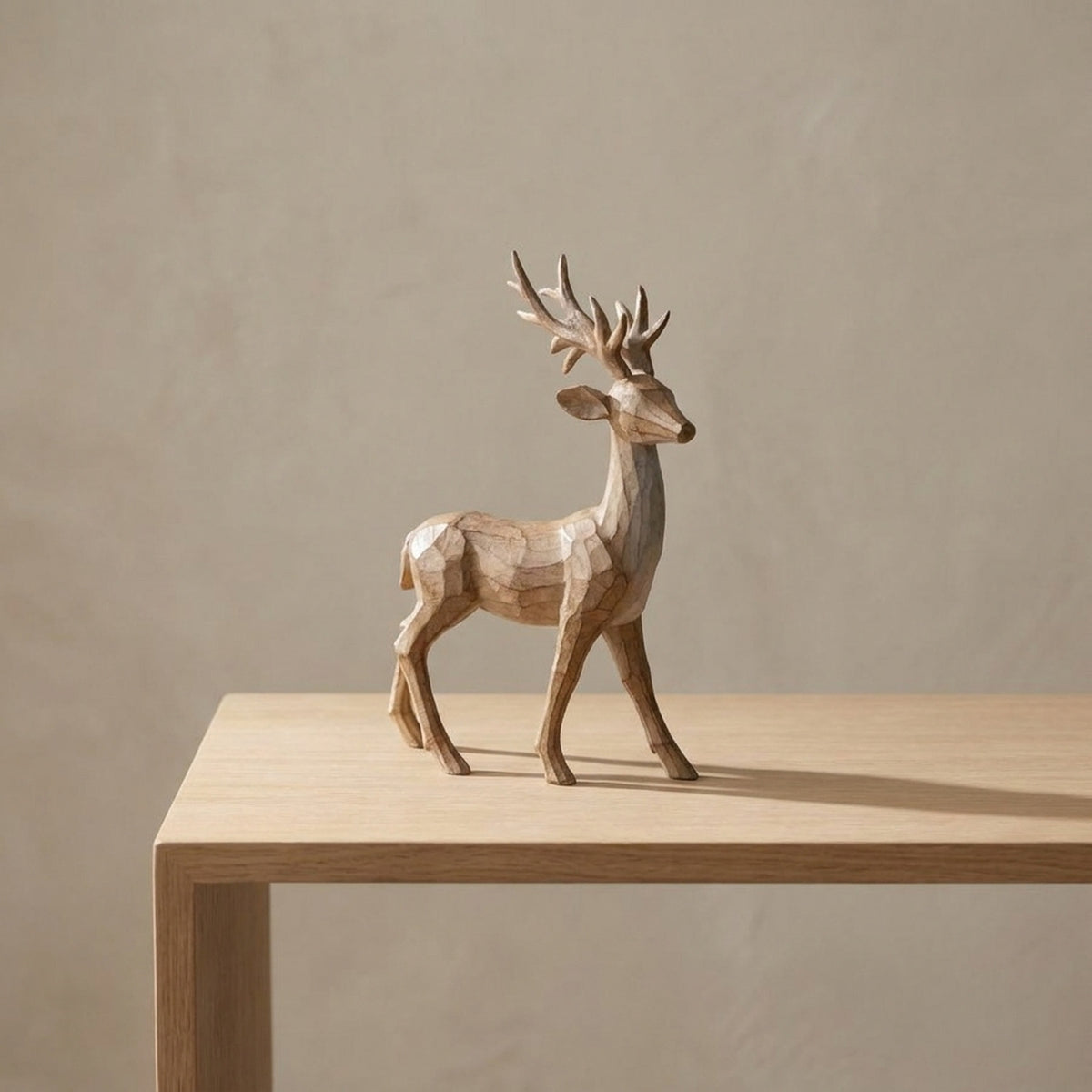 Rustic Resin Wood Effect Stag Figurine