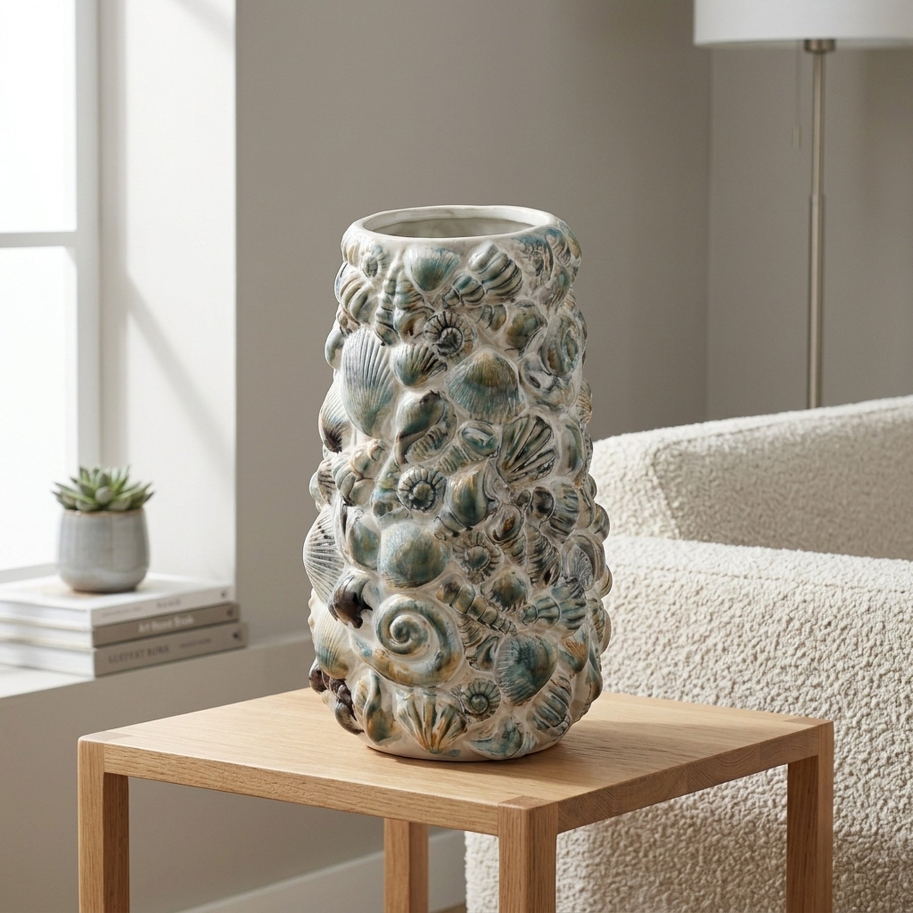 Coastal Shell Embossed Display Vase