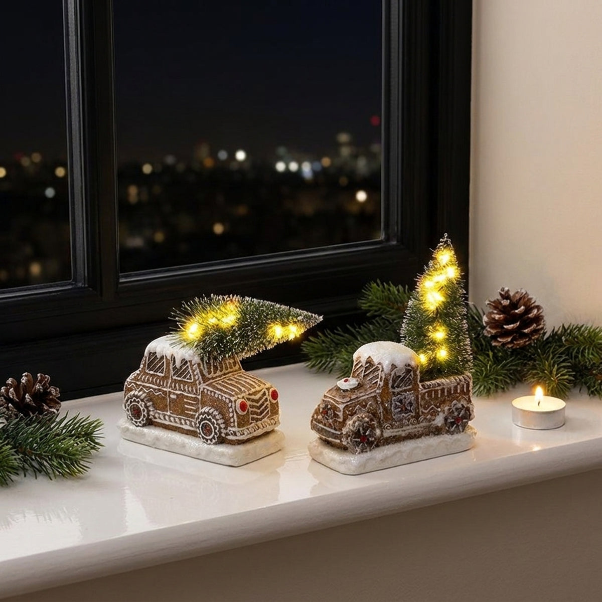 Resin Gingerbread Truck With Tree Decor