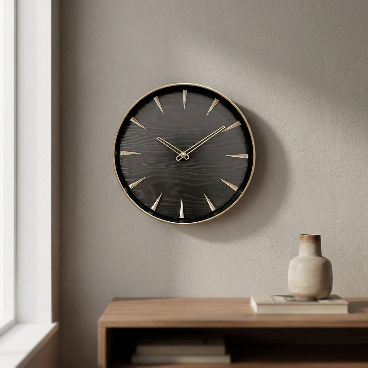 Timeless Black & Gold Modern Wall Clock