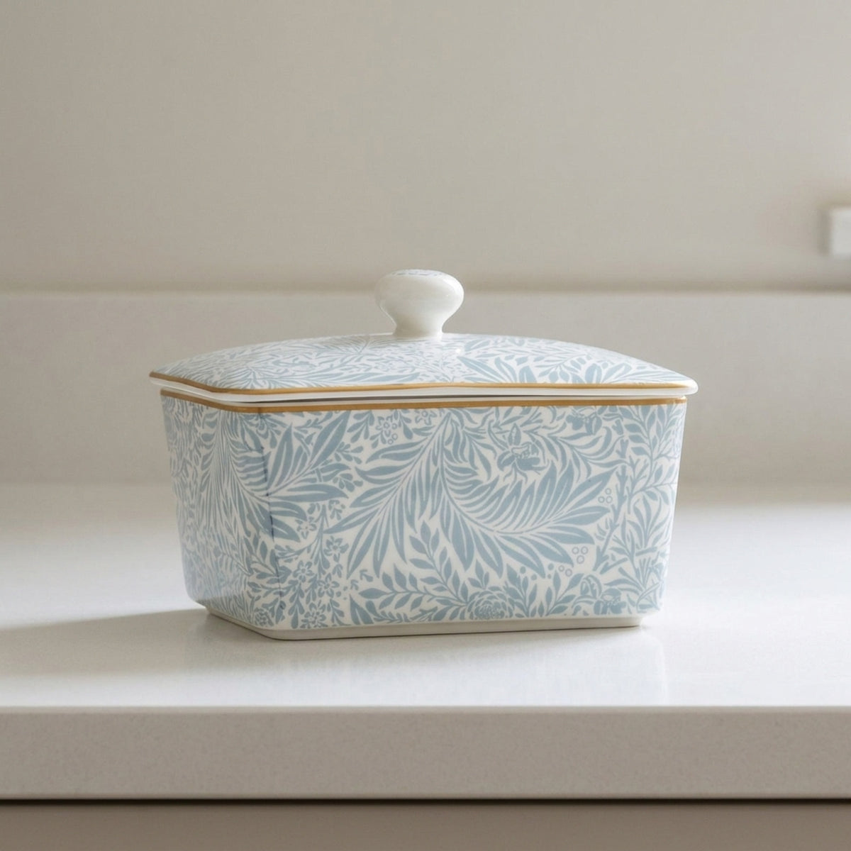 Larkspur Floral Design Butter Dish