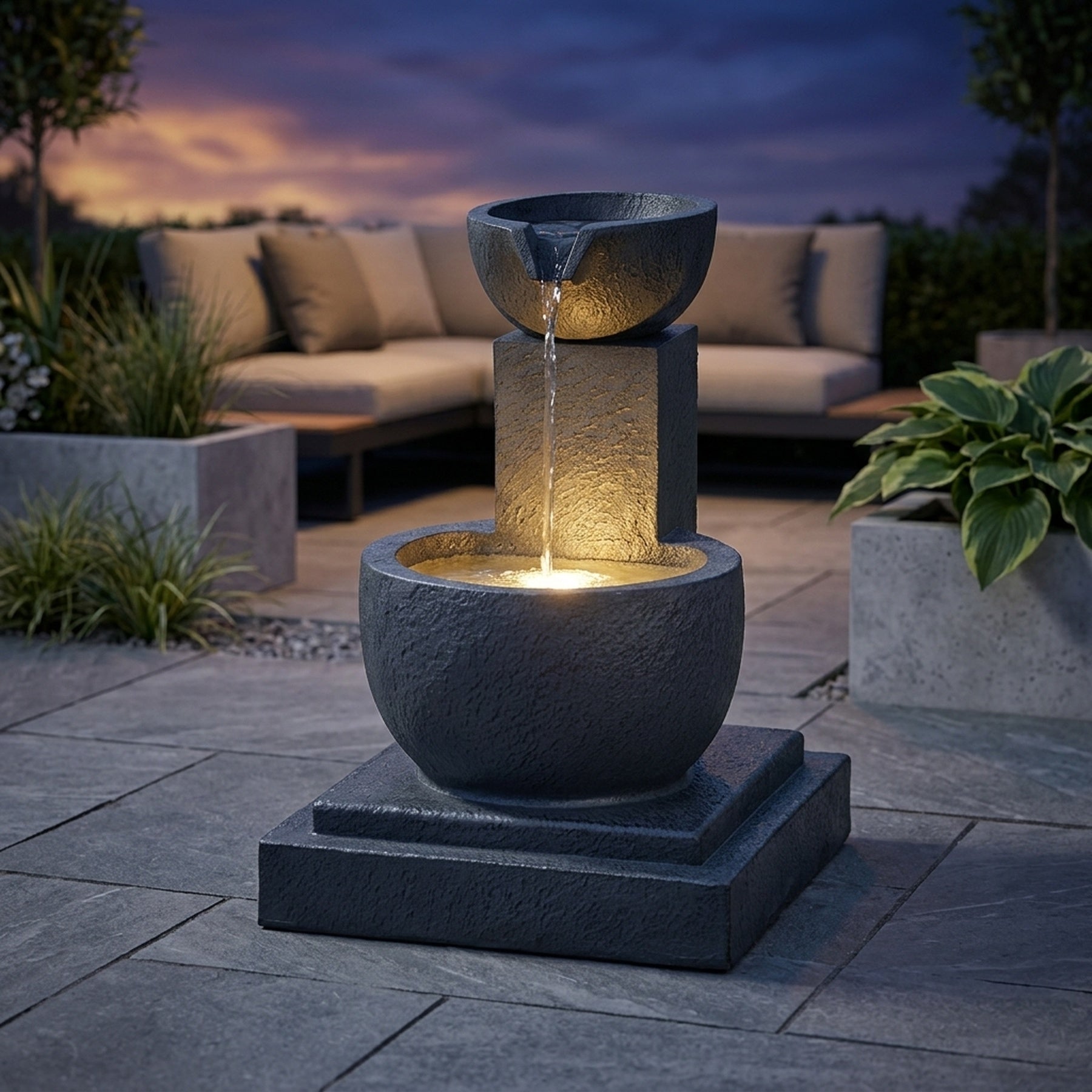 Fengshui Falls Hybrid Solar Garden Water Feature