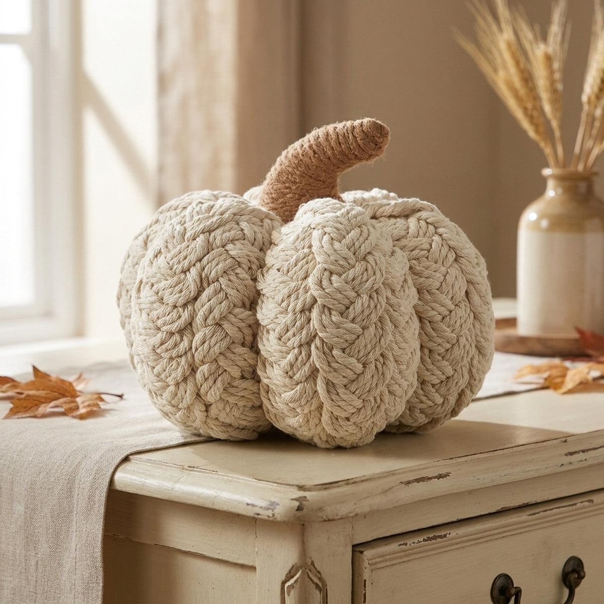 Cream Natural Pumpkin Decoration