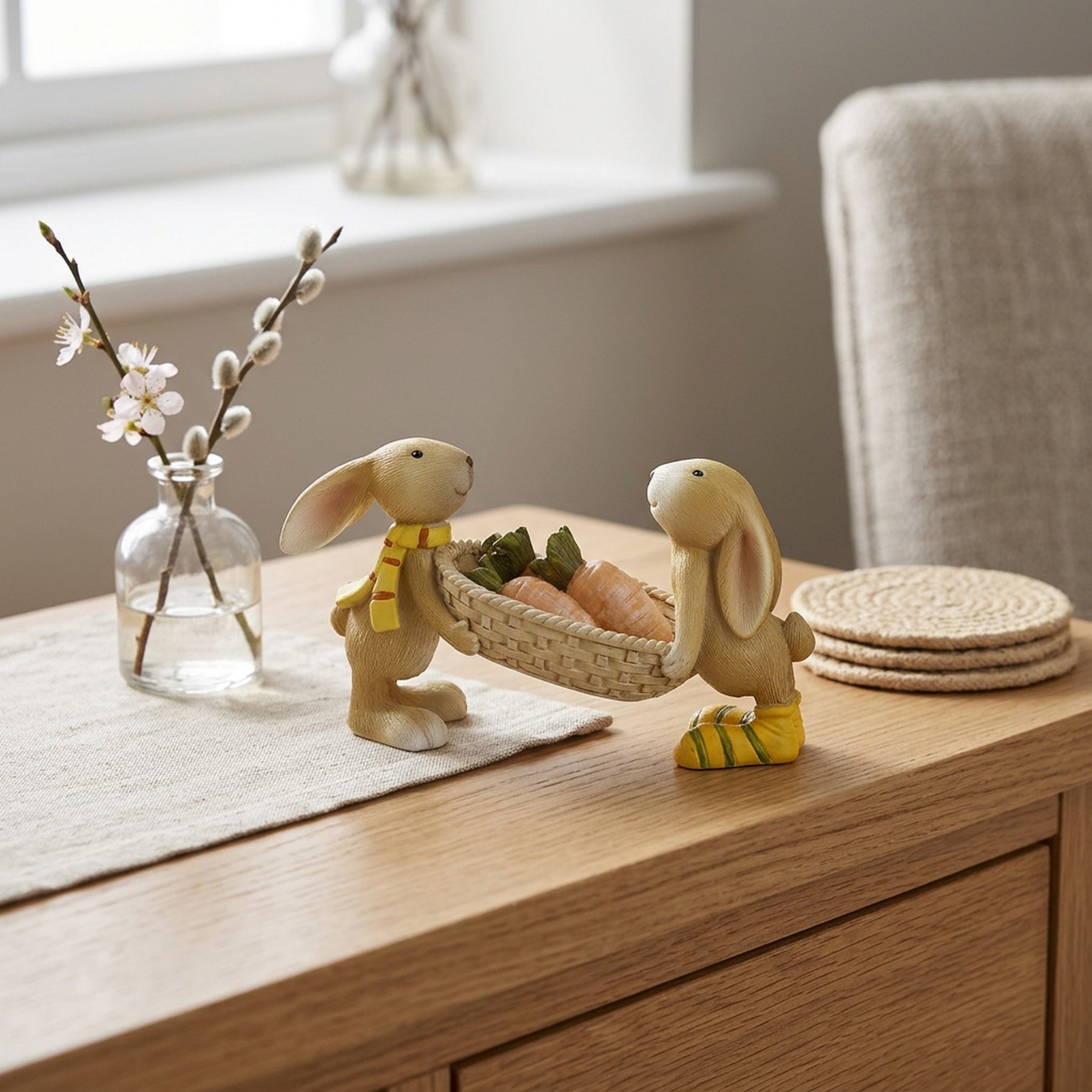 Spring Rabbits With Carrots Ornament