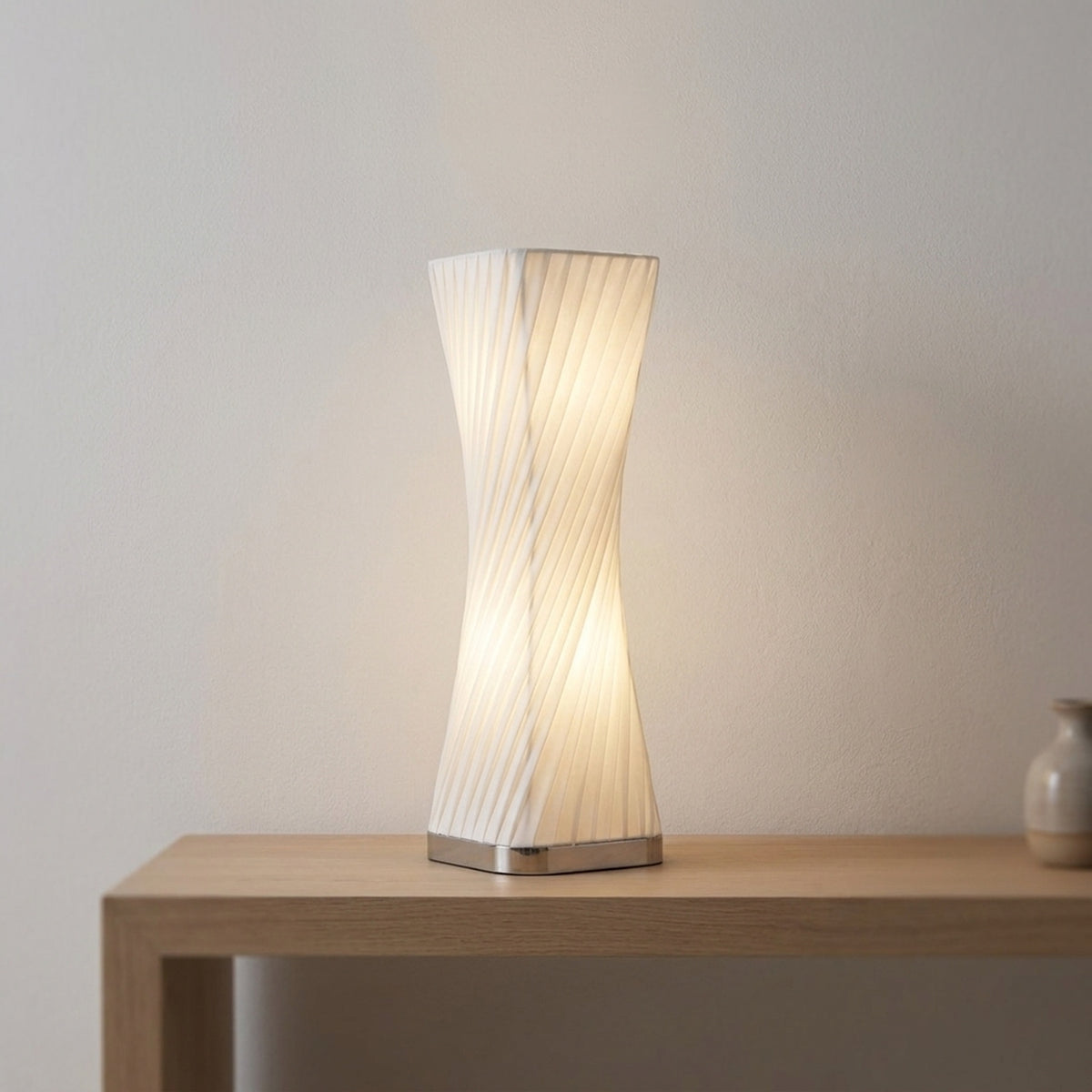 Sculptural Pleated Waisted Table Lamp