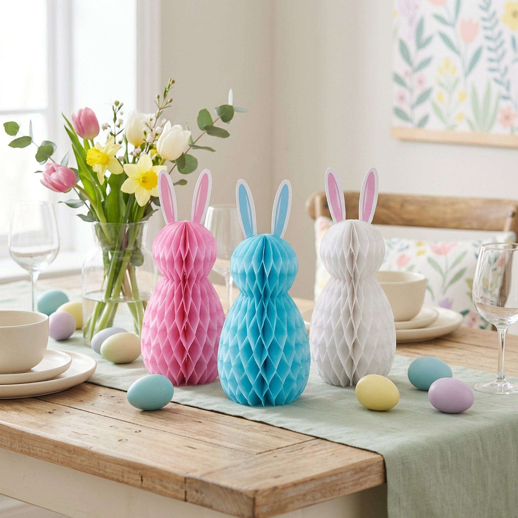 Springtime Trio Easter Paper Rabbit Decoration