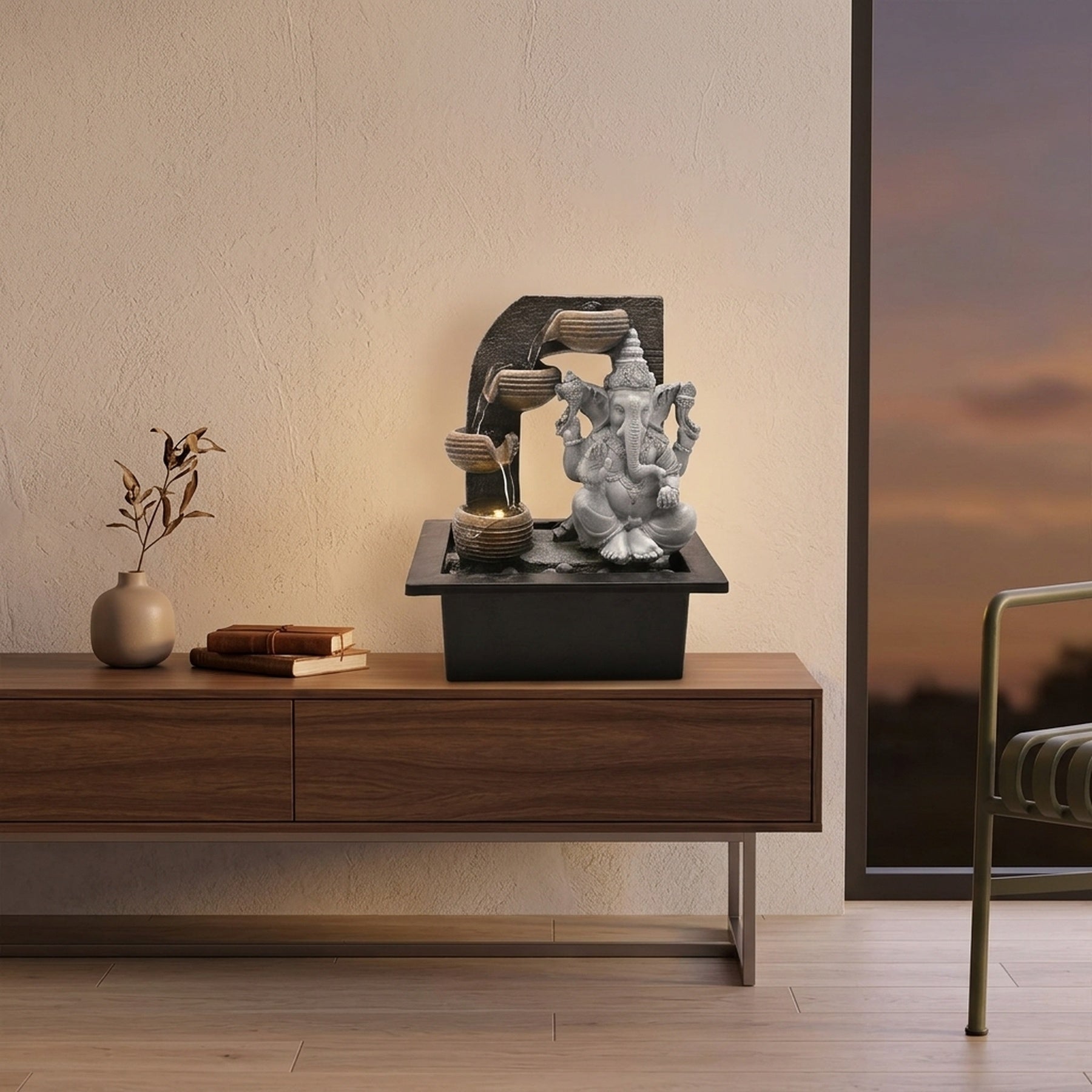 Ganesh Water Fountain With LED Lights