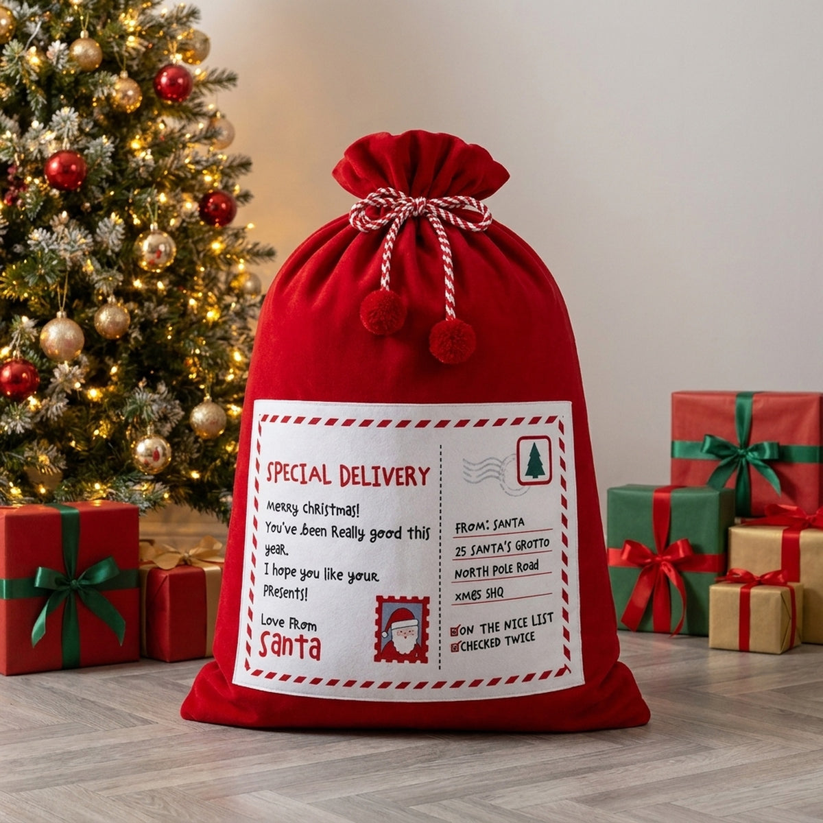 Santa Mail Large Canvas Christmas Sack