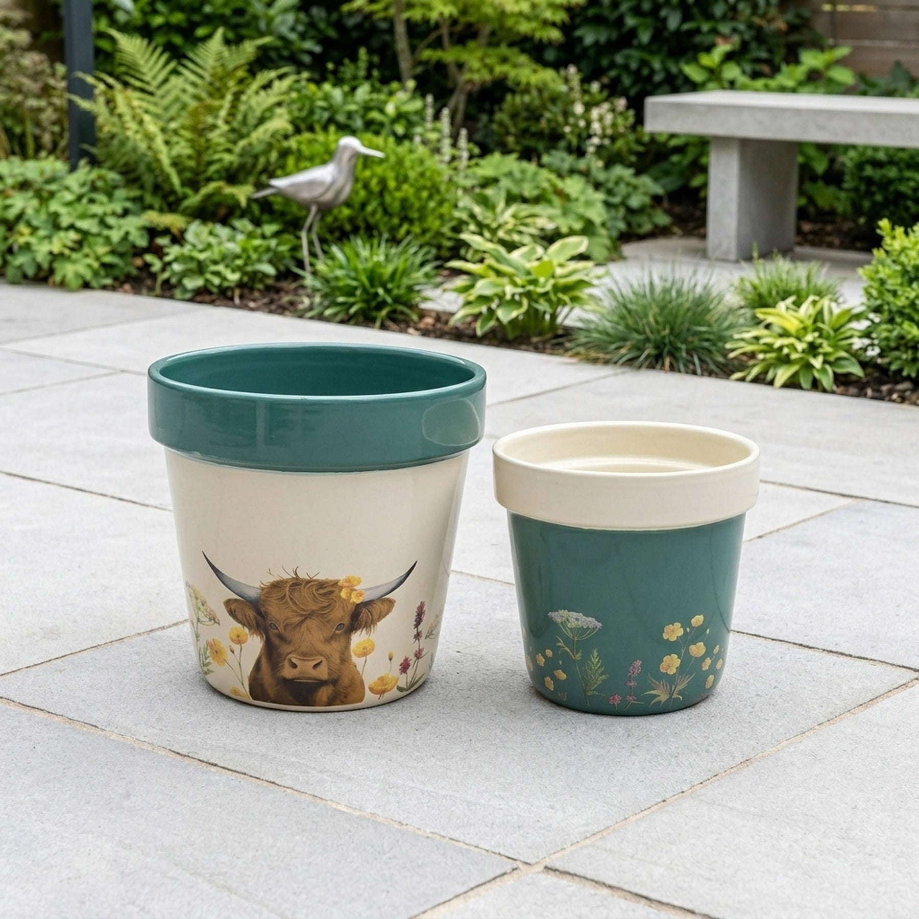 Highland Cow Ceramic Planter Set