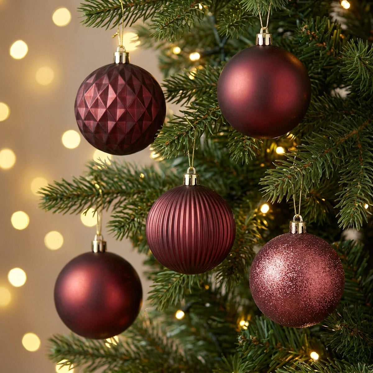 Mixed Finish Christmas Bauble 20 Pack - Red