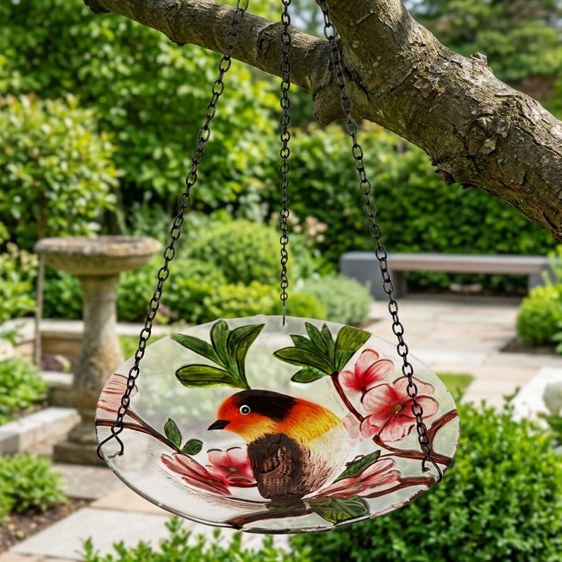 Detailed Robin Design Hanging Bird Feeder