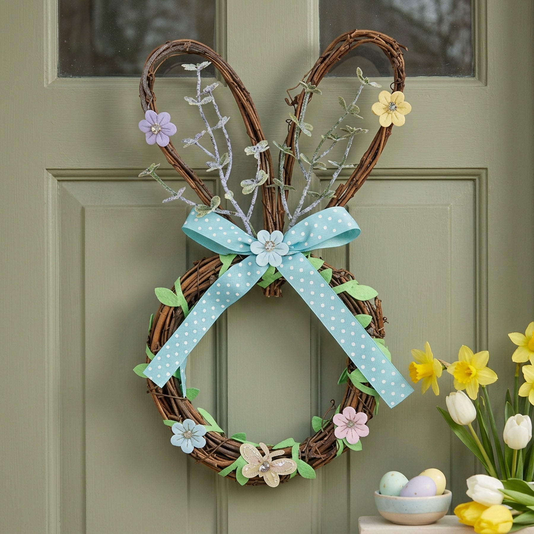 Springtime Bunny Head Door Wreath