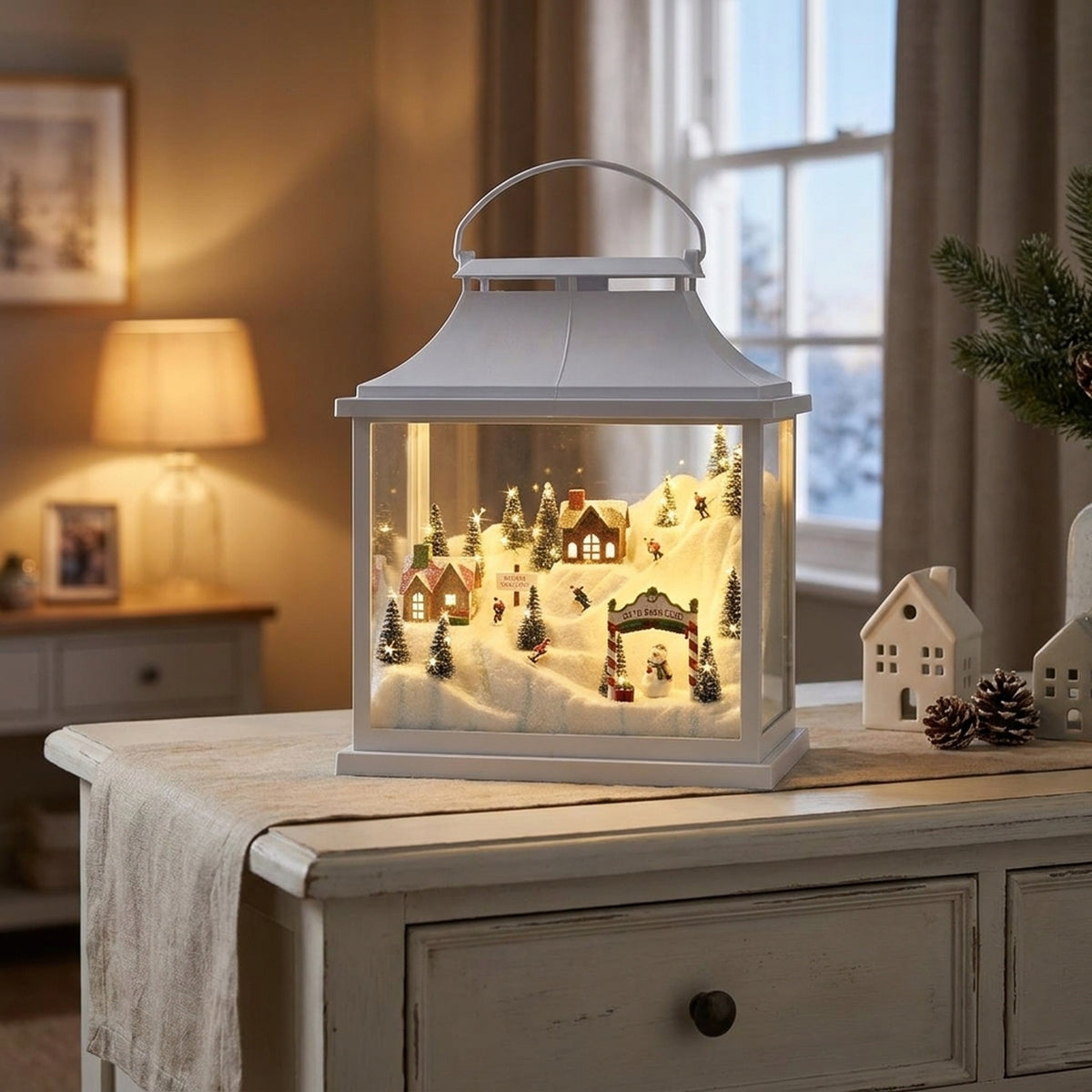 Festive LED Rotating Village Lantern