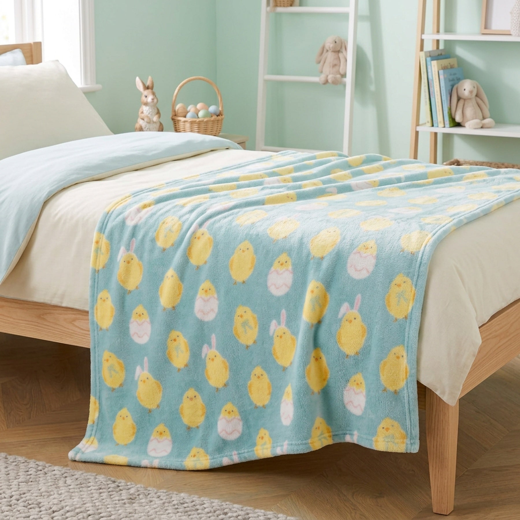 Springtime Fluffy Chick Design Super Soft Throw