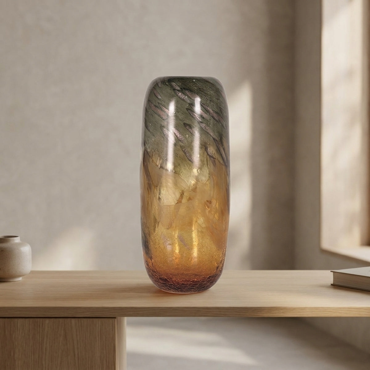 Amber Lustre Two-Tone Glass Cylinder Vase