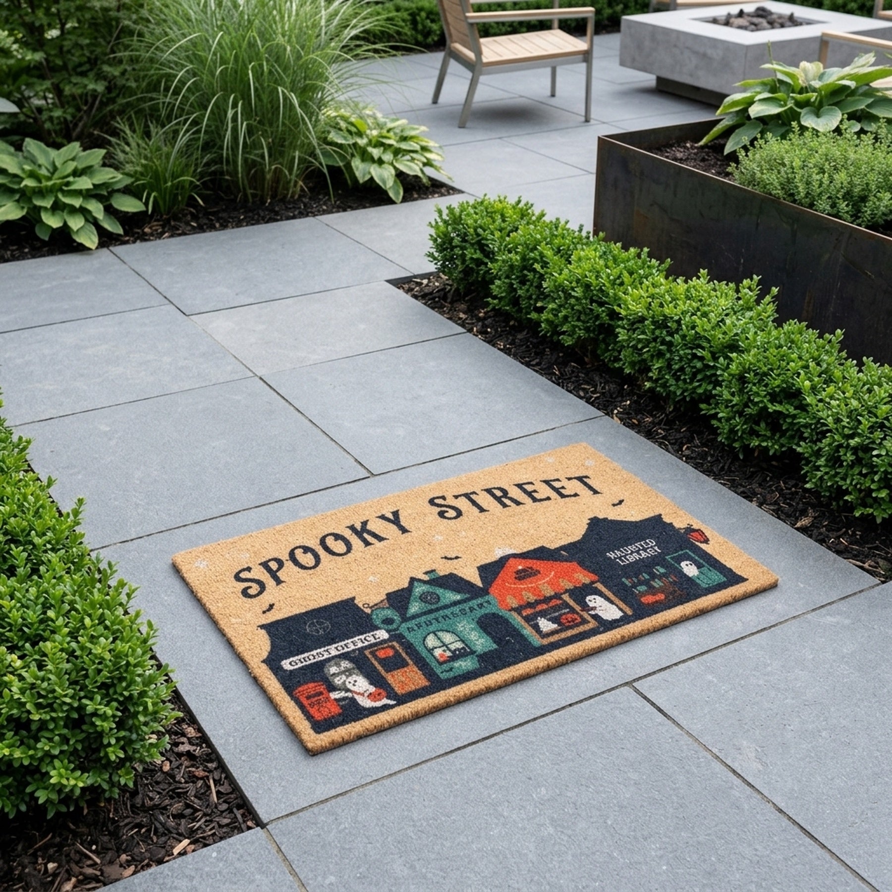 Natural Spooky Street Welcome Doormat