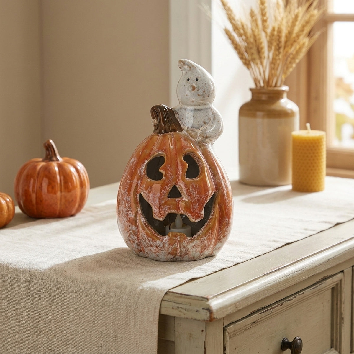 Light Up Pumpkin and Ghost Ornament