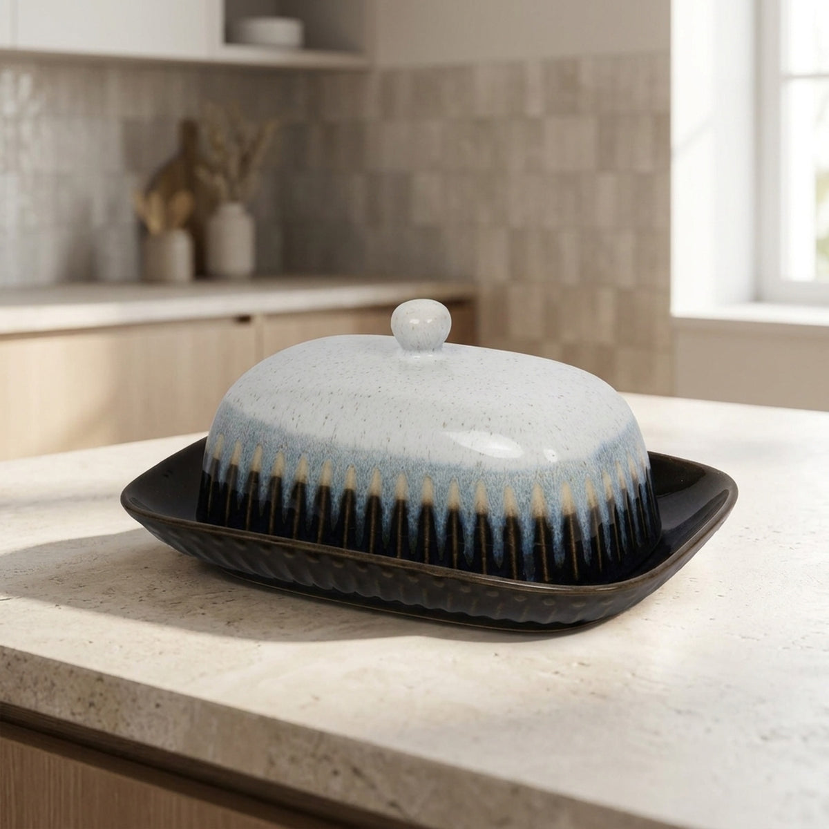 Artisan Reactive Glaze Ceramic Butter Dish