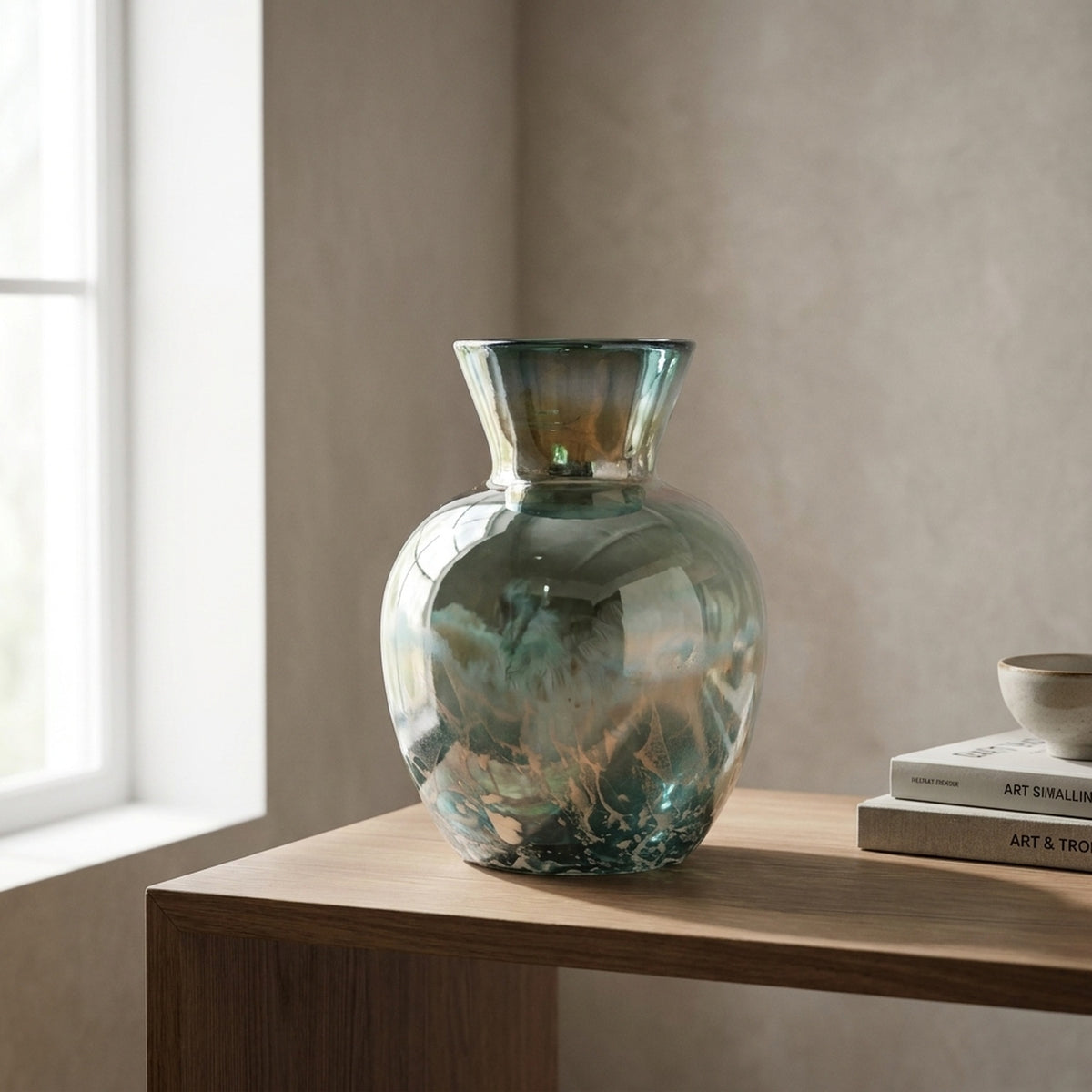 Stylish Green Lustre Glass Bulb Vase