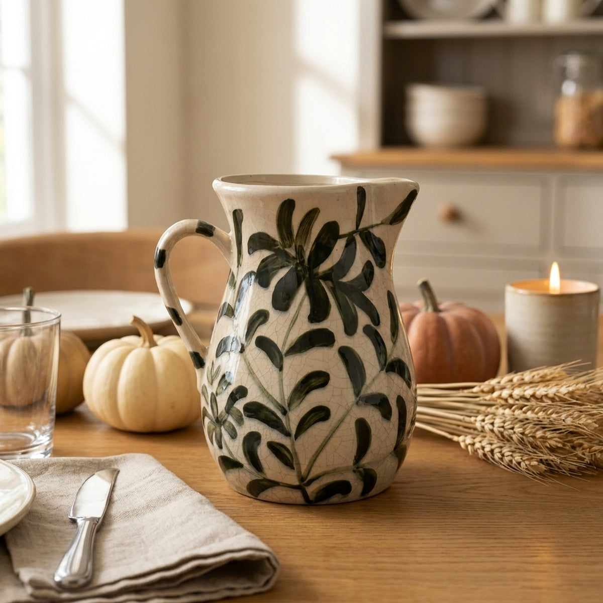 Glazed Leaf Decorative Jug Vase