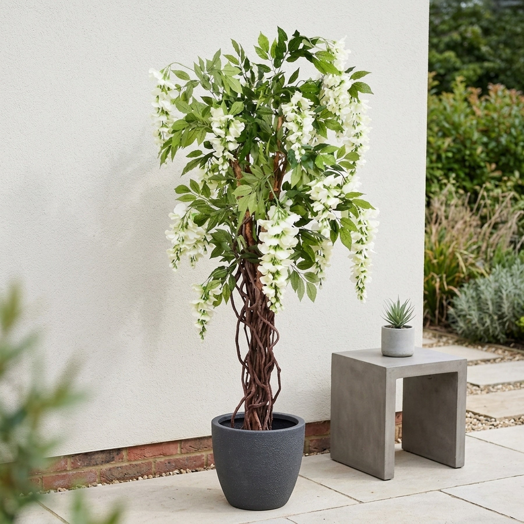 Lifelike Cream Wisteria Potted Tree