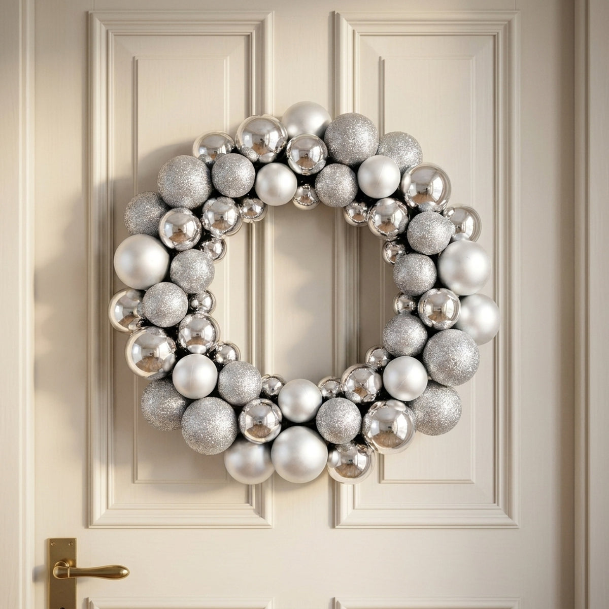 Traditional Silver Christmas Bauble Wreath