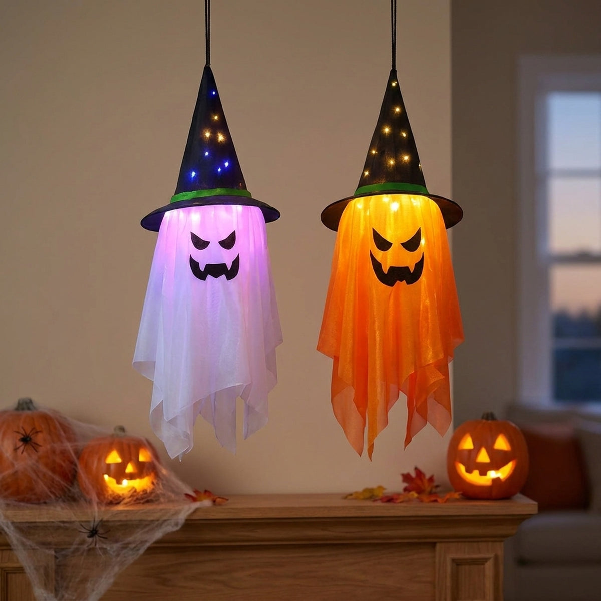 Pair of Tall Halloween Light-Up Decorations