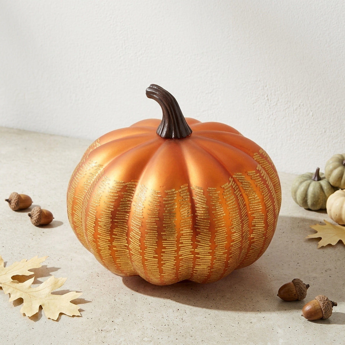 Autumnal Glass Pumpkin LED Light