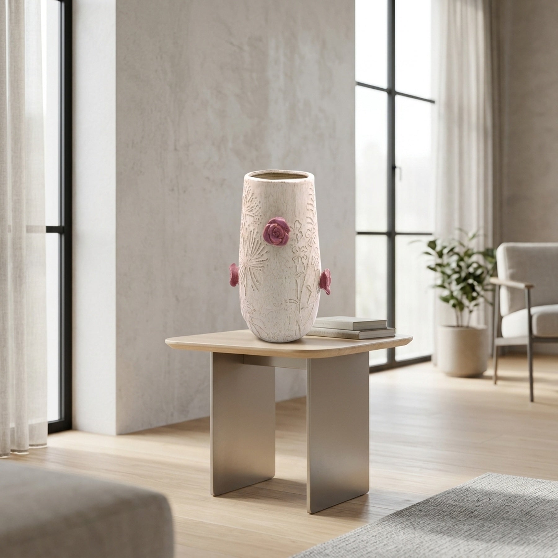 Sculptural 3D Floral Display Vase