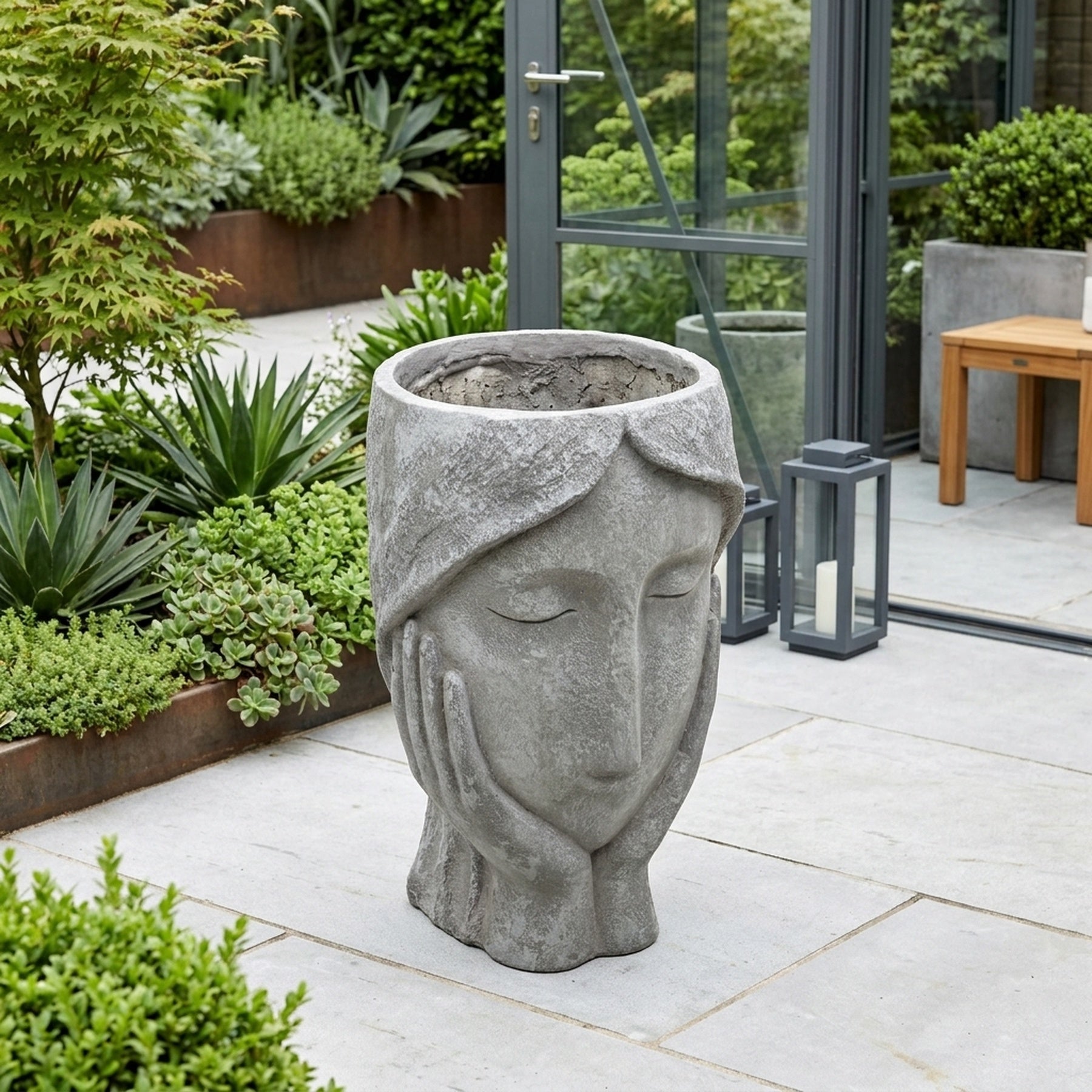Enchanted Lady Head in Hands Planter () Statement Light - V2