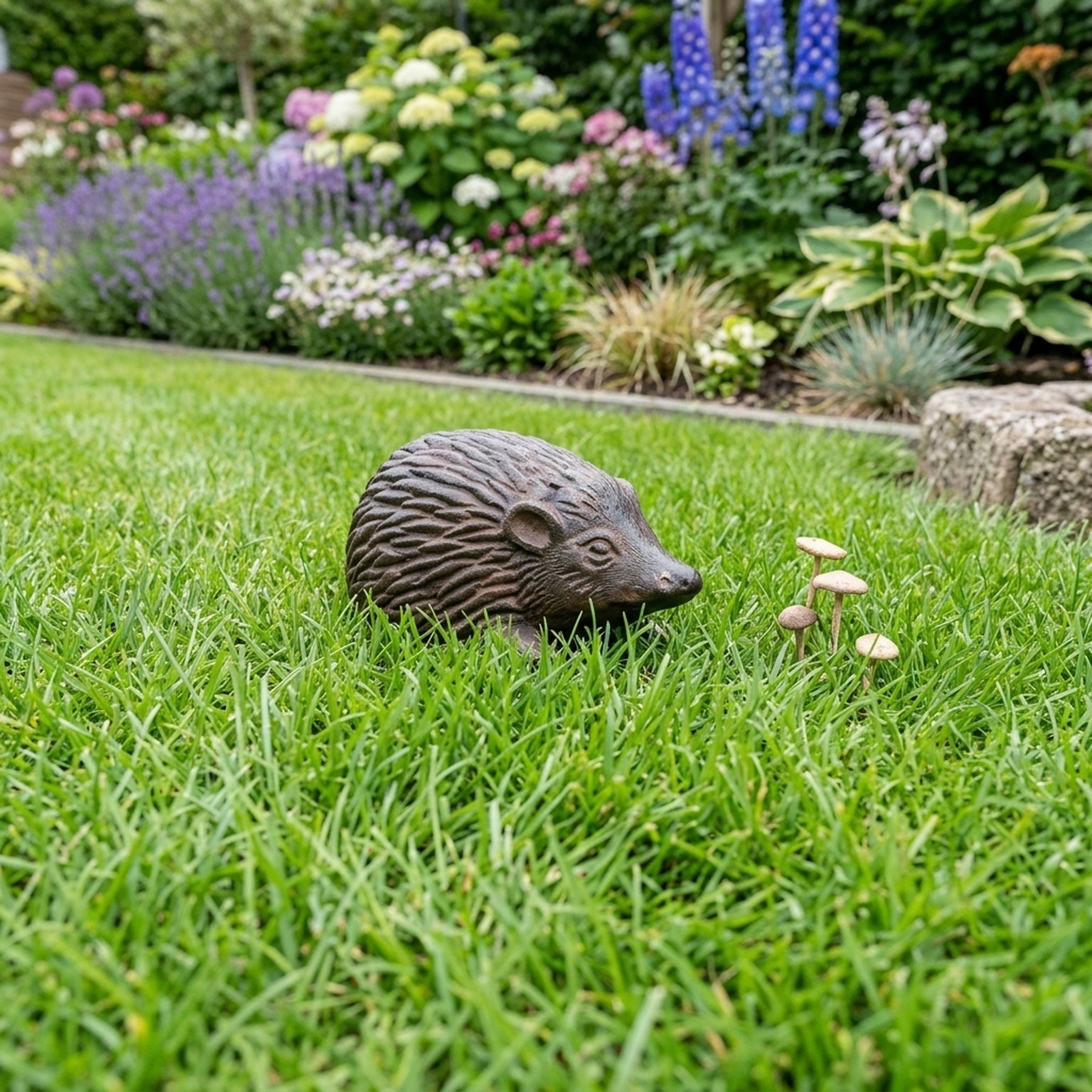 Whimsical Cast Iron Garden Hedgehog Ornament