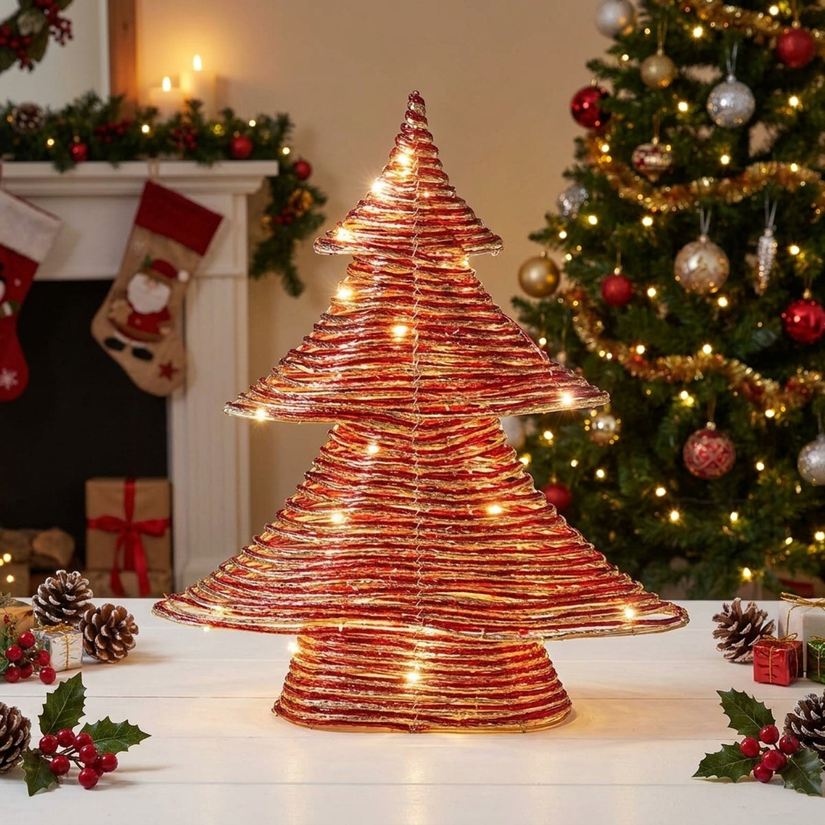 Red and Gold Braid Christmas Tree Light