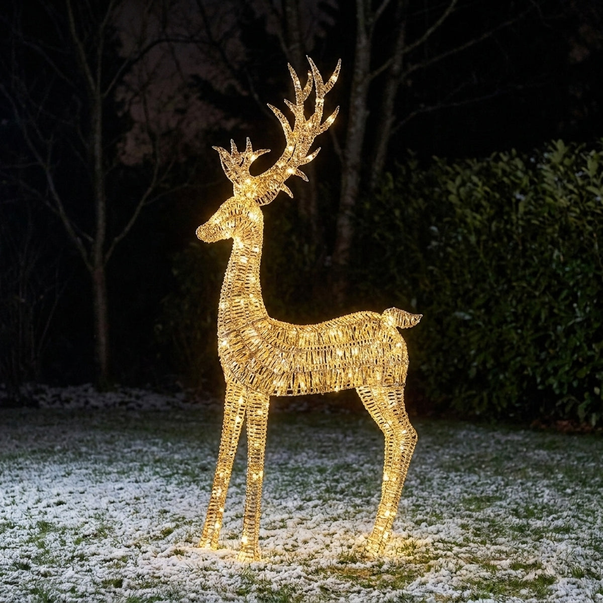 Glistening Gold Reindeer with Warm White LED Lights