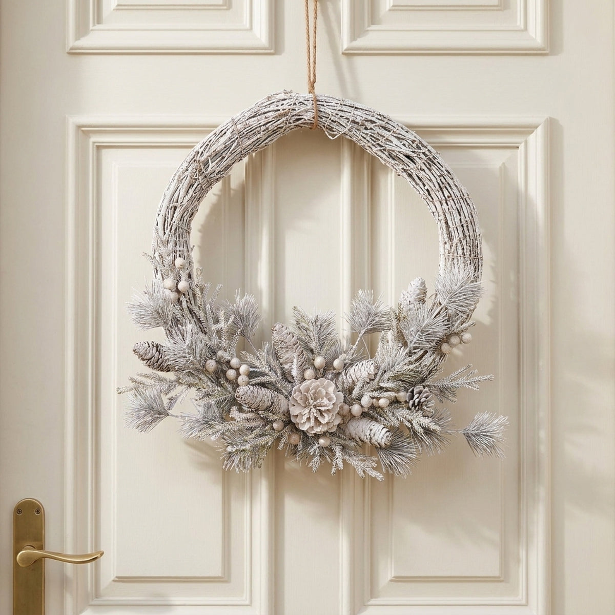 Rustic Frosted Winter Decorative Wreath