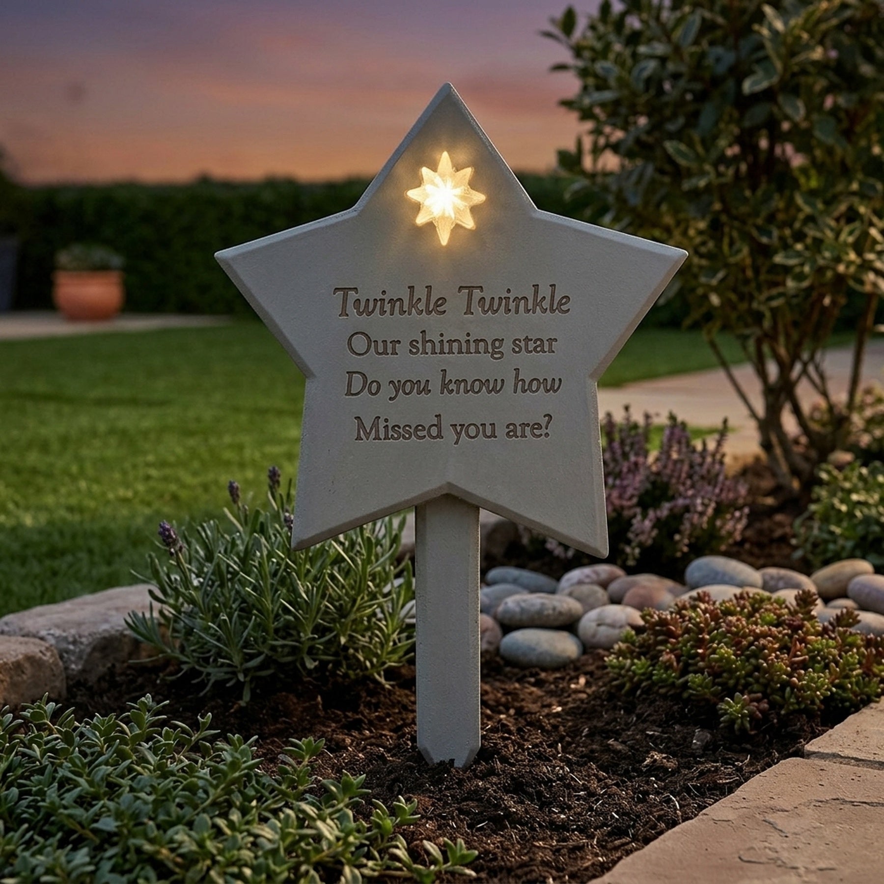 Memorial Solar Light Up Star Plaque