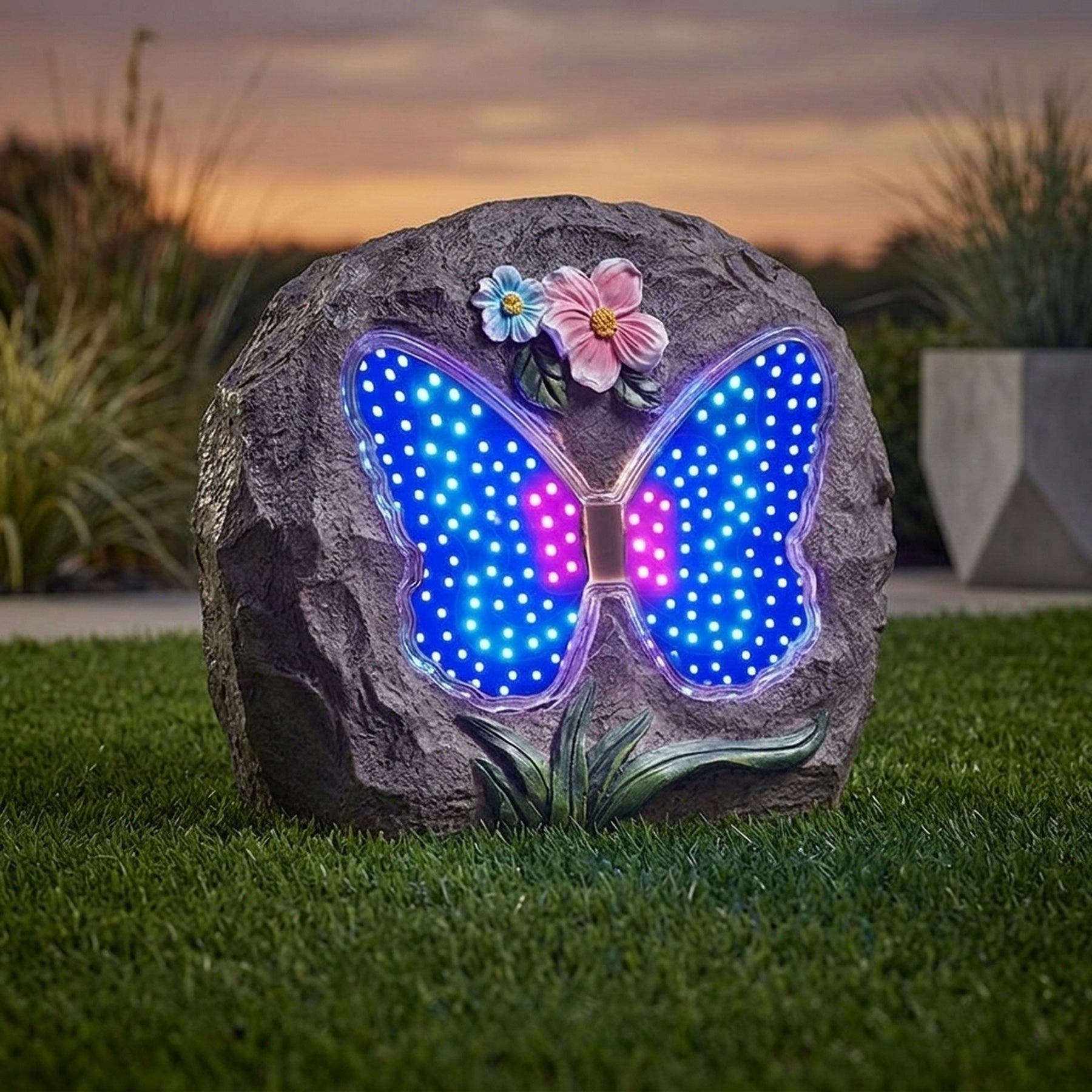Papillon Animated Solar Garden Rock Light