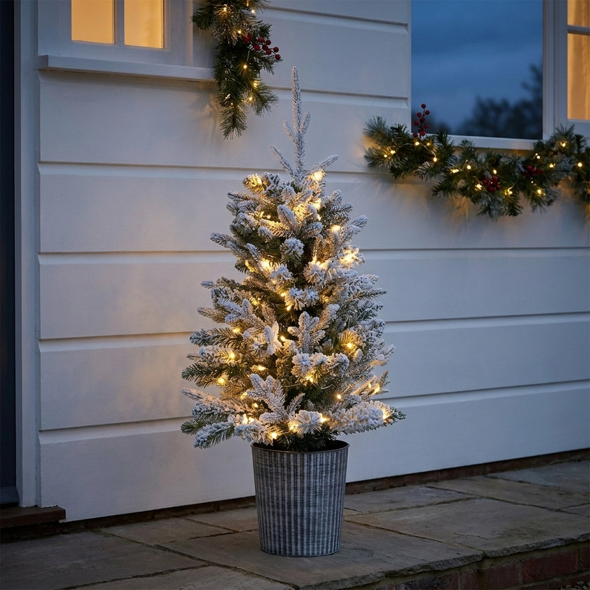 3ft Heritage Fir Frosted Pre-Lit Potted Christmas Tree