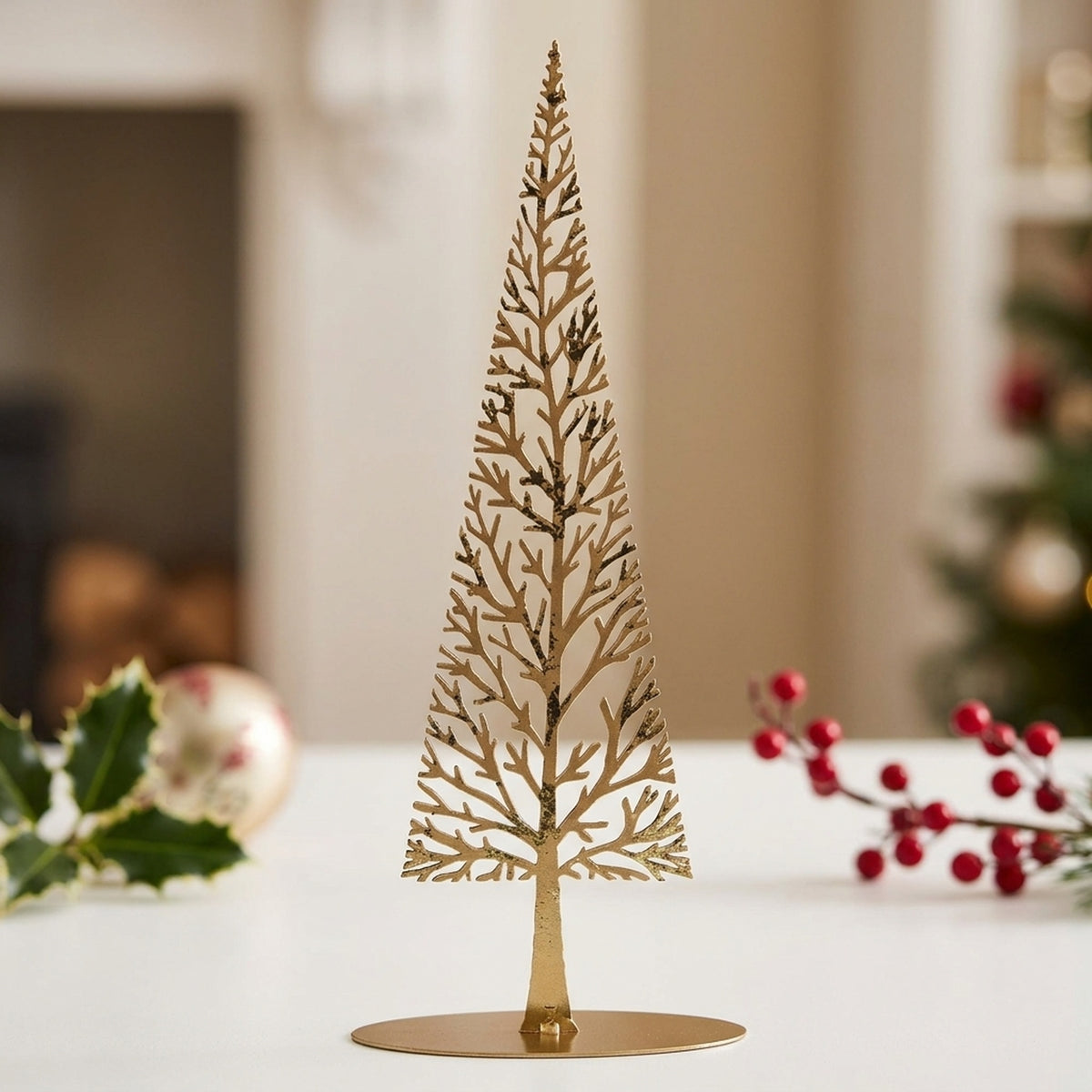 Modern Metallic Gold Tree Ornament