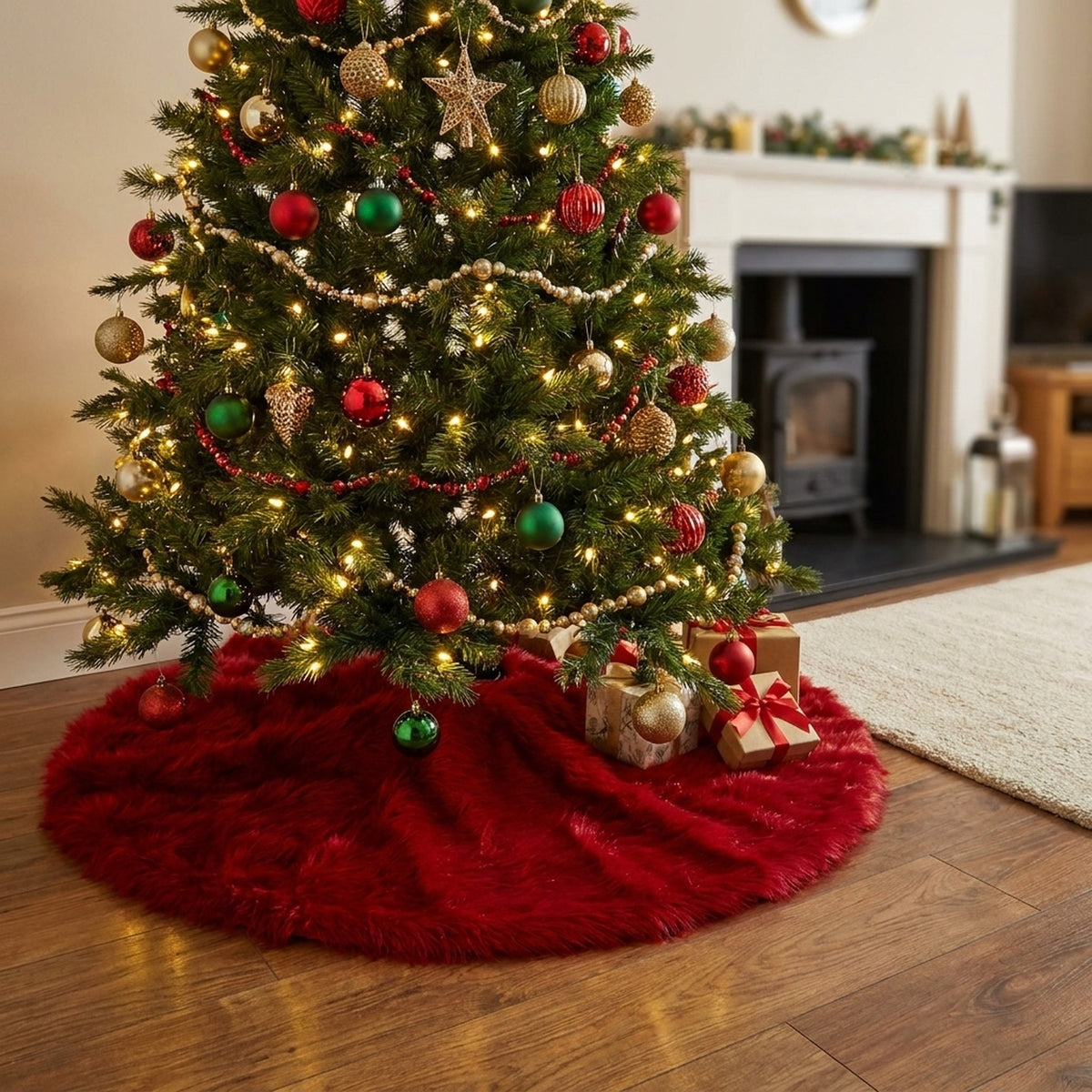 Plush Faux Fur Christmas Tree Skirt