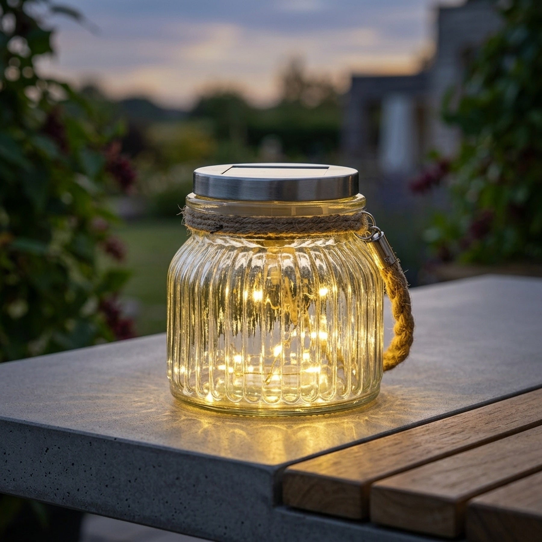 Firefly Solar Glass Jar Lantern