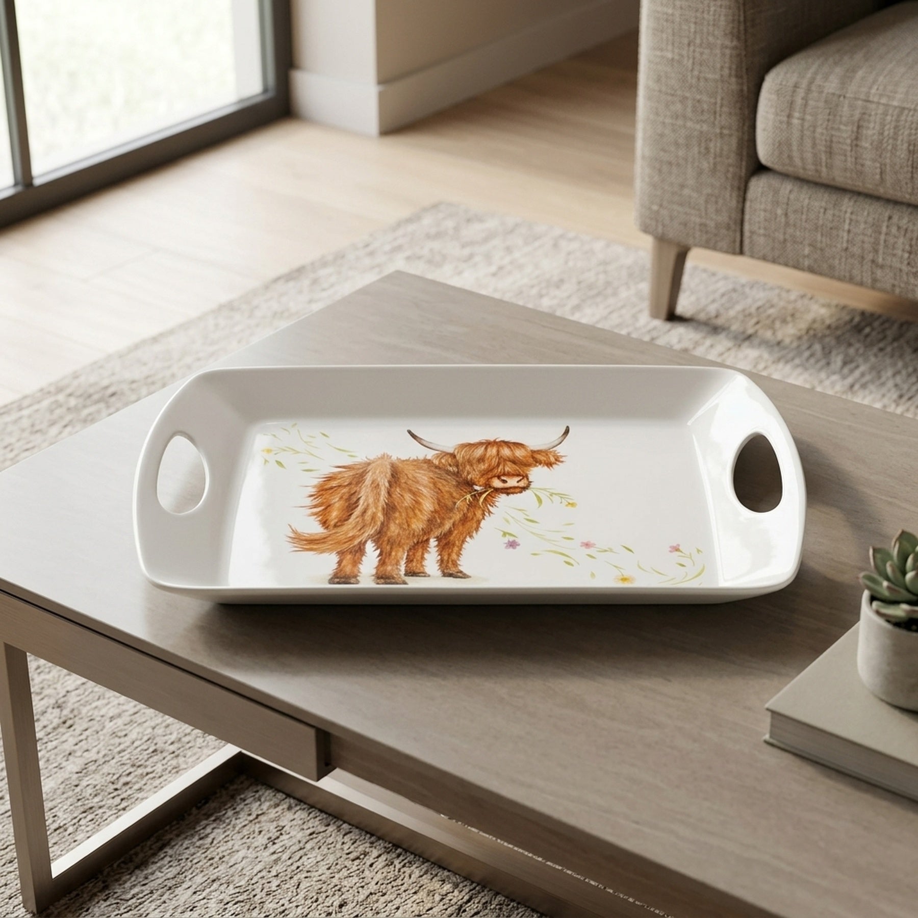 Large Highland Cow Decorative Serving Tray