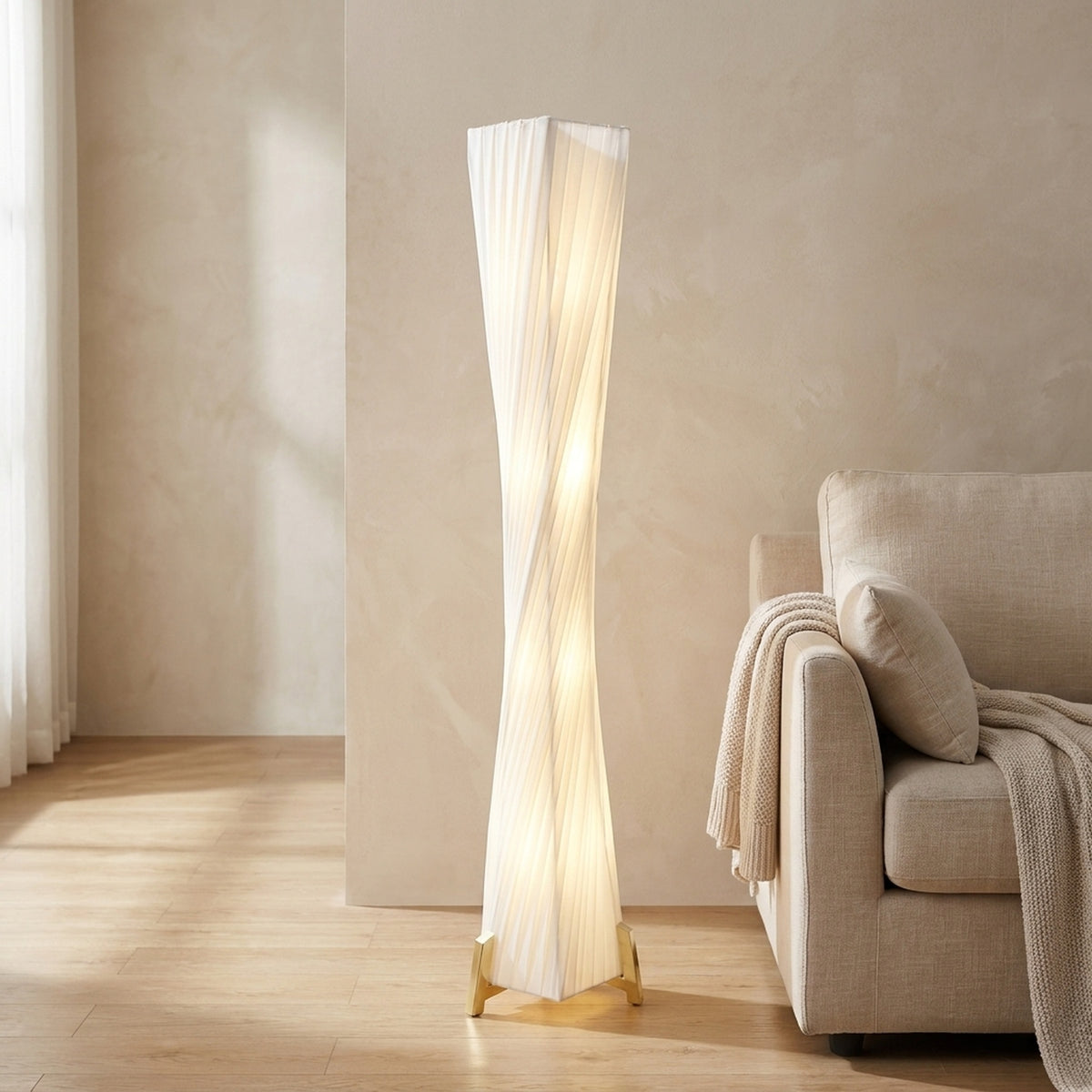Contemporary Pleated Waisted Floor Lamp