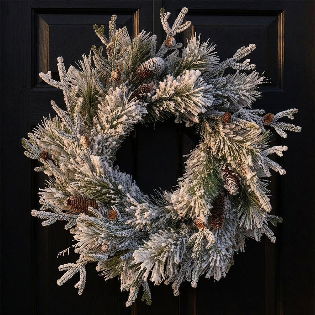 Decorative Festive Snowy Pine Cone Wreath