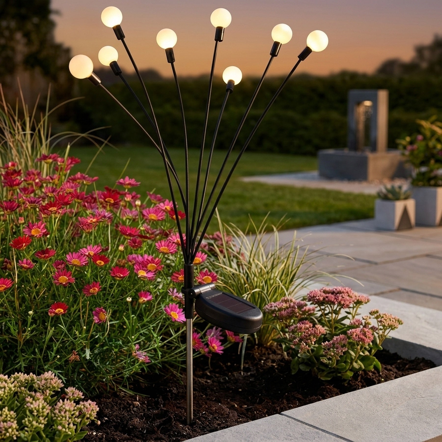 8-Stem GloGlobes Swaying Solar Stake Light