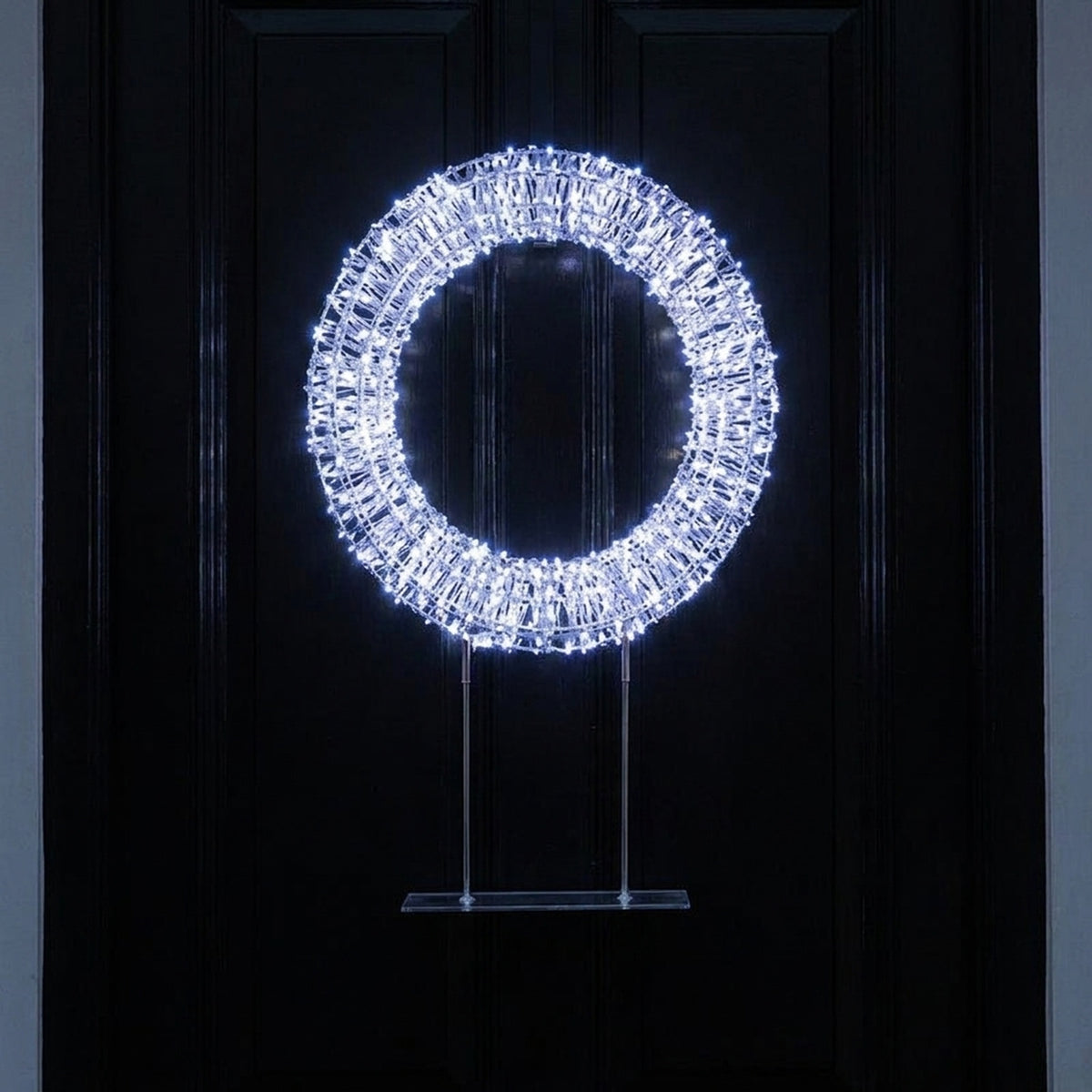 Silver Twinkling LED Table Top Wreath